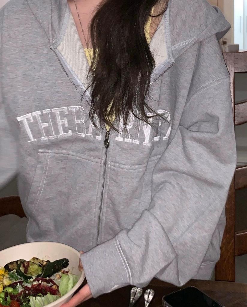 Bestickte Buchstabe H Damen Zip-Up Hoodie Jacke - Herbst 2025 Kollektion