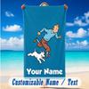 Strandtuch mit individuellem Namen und Text, Schnell trocknendes großes Handtuch für Strand und ZuhauseTintin