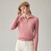 Zhaojun Women's 100% Cashmere Lapel Cable Knit Sweater