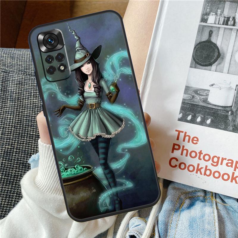 Halloween Moon Witch Horror Case For Xiaomi Redmi Note 12 10 9 11 Pro 9S 10S 11S 12S Cover For Redmi 12 9C 10C 12C 13C