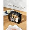 Yarnic Clear Travel Makeup Bag Transparent Portable Toiletry Bags Two Compartments Cosmetic Bag with Handle Nylon and PVC Makeup Organizer Pouch