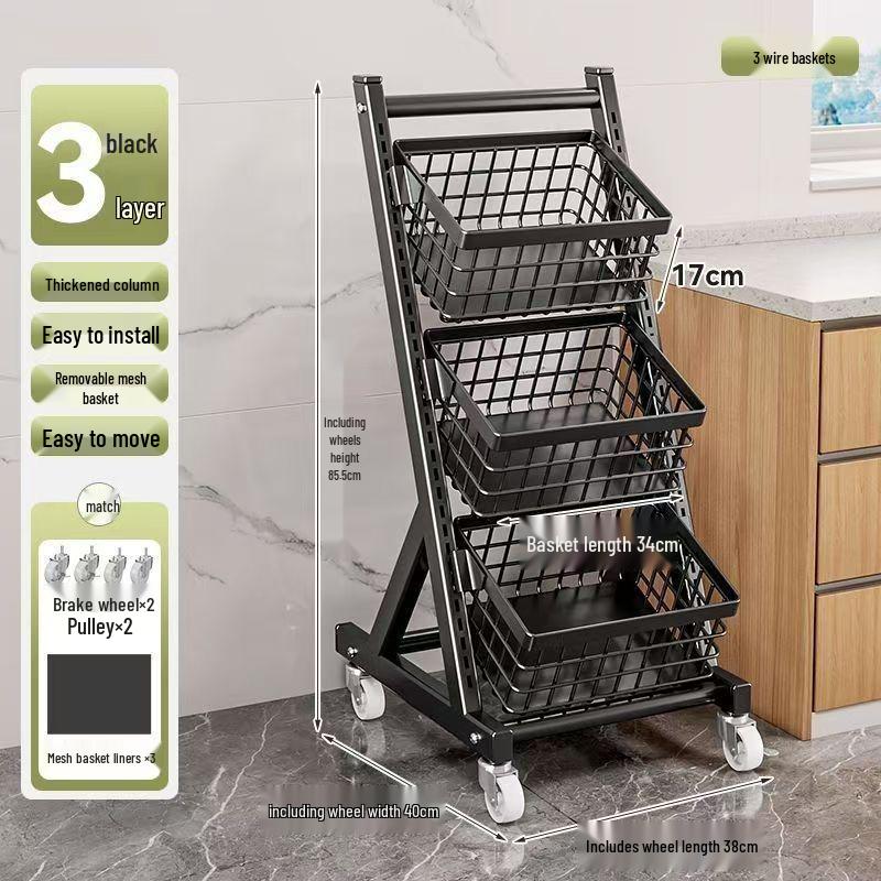 Multifunctional Storage Rack: Kitchen Vegetable, Snack, and Fruit Basket with Multi-layered, Partitioned Design for Living Room or Bedroom.