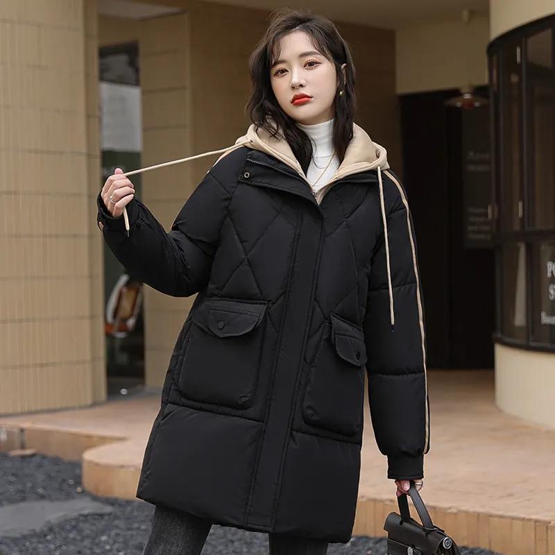 Ropa de Invierno a Juego Chaqueta Gruesa Acolchada de Plumón de Talla Grande para Mujer Chaqueta Acolchada Cálida de Largo Medio Chaqueta Acolchada Chaqueta