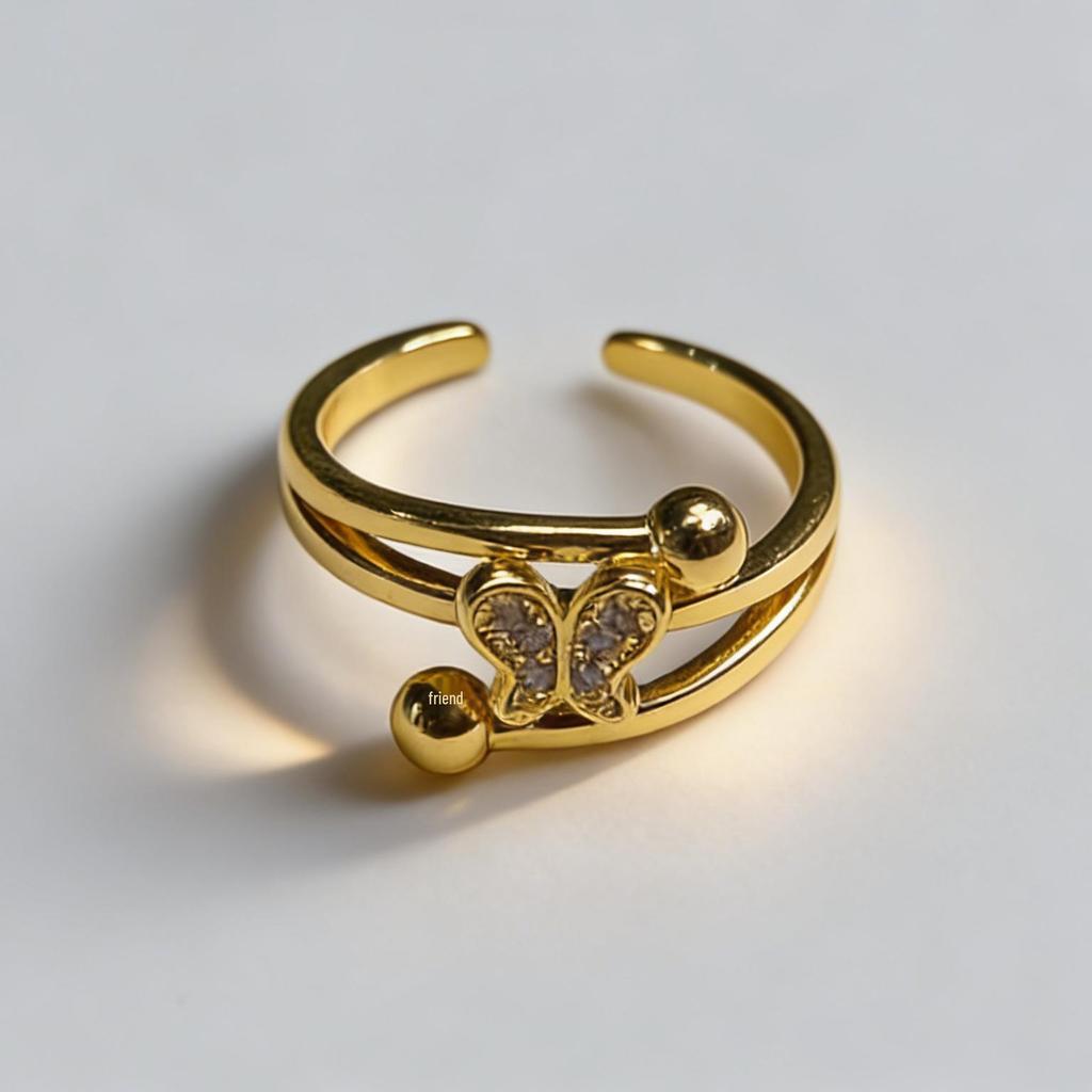 Butterfly Series Gold Open Ring - Women's Fashion Jewelry Index Finger Ring