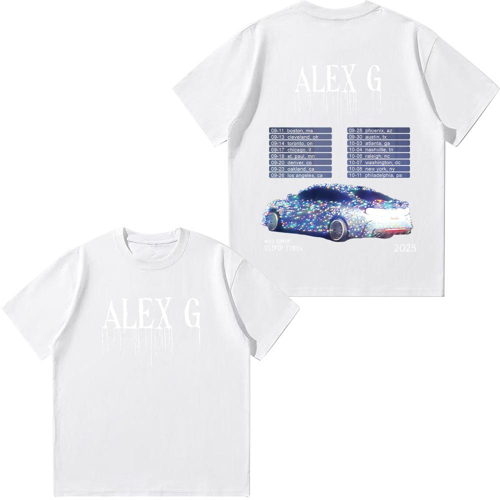 Alex G Umělecké turné 2025 Trička Barevná Módní Grafický Potisk Trička Léto Dámské Ležérní Topy Unisex Vintage Bavlněná Trička Y2K