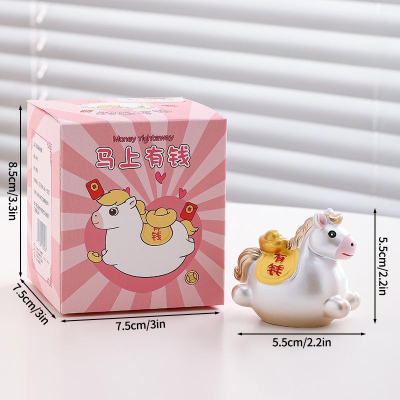 2026 New Year Resin Pony Decoration Ornament Mini Car Desktop Ornament New Year Birthday Blessing Gift Spring Festival Crafts
