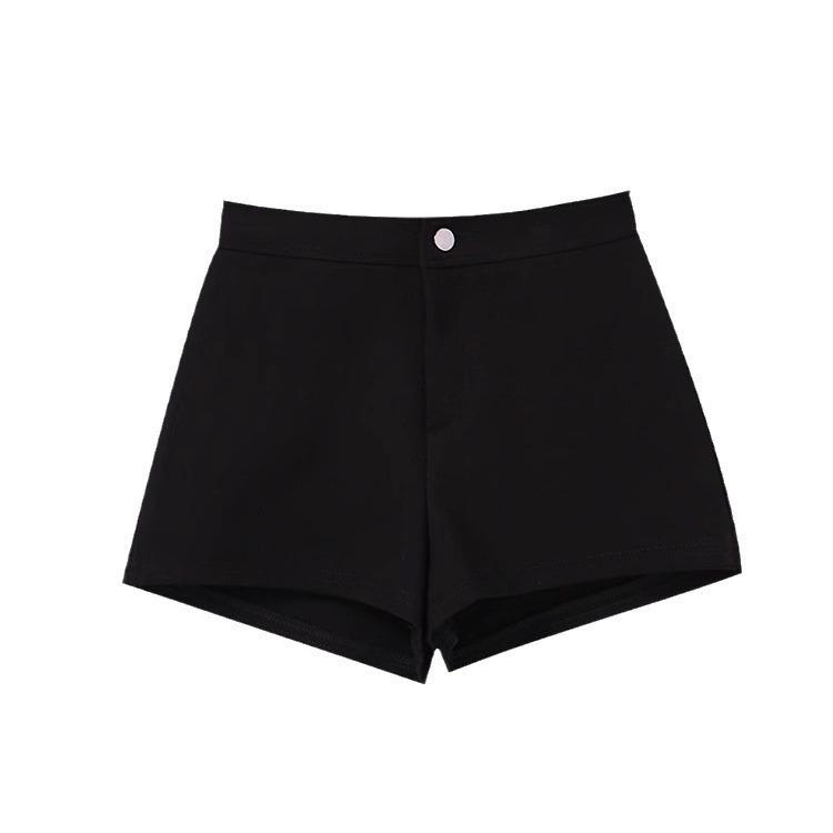 2024 Spring/Summer Women's High Waist Slimming A-line Black Elastic Hot Pants Shorts