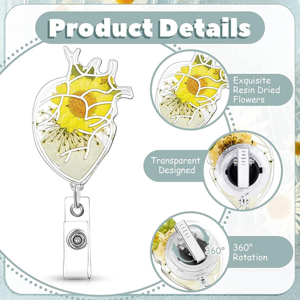 Stretchable Heart Badge Clip Fall-proof Nurse Badge Holder Cute Name Card Holder School Students