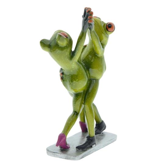 Waltzing Couple Frog Figurine Dancing Drinking Frog Statue Resin Animal Sculpture Home Office Indoor
