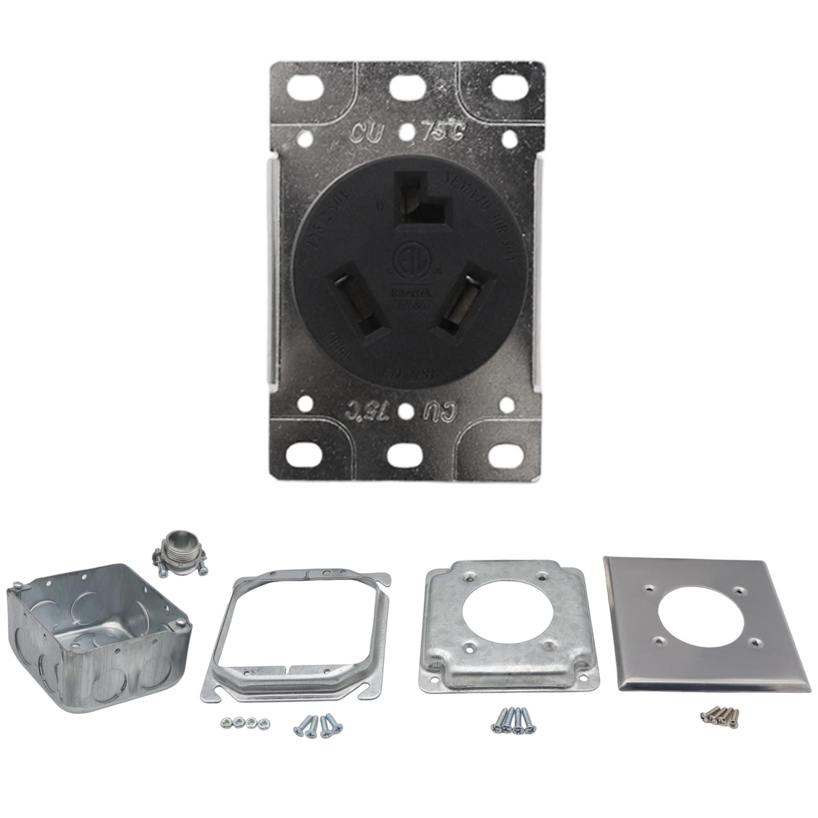 

NEMA 10 30R 30A Power Outlet Receptacle, Electrical Socket for Welders, Electric Vehicles, Generators, RVs, and More,