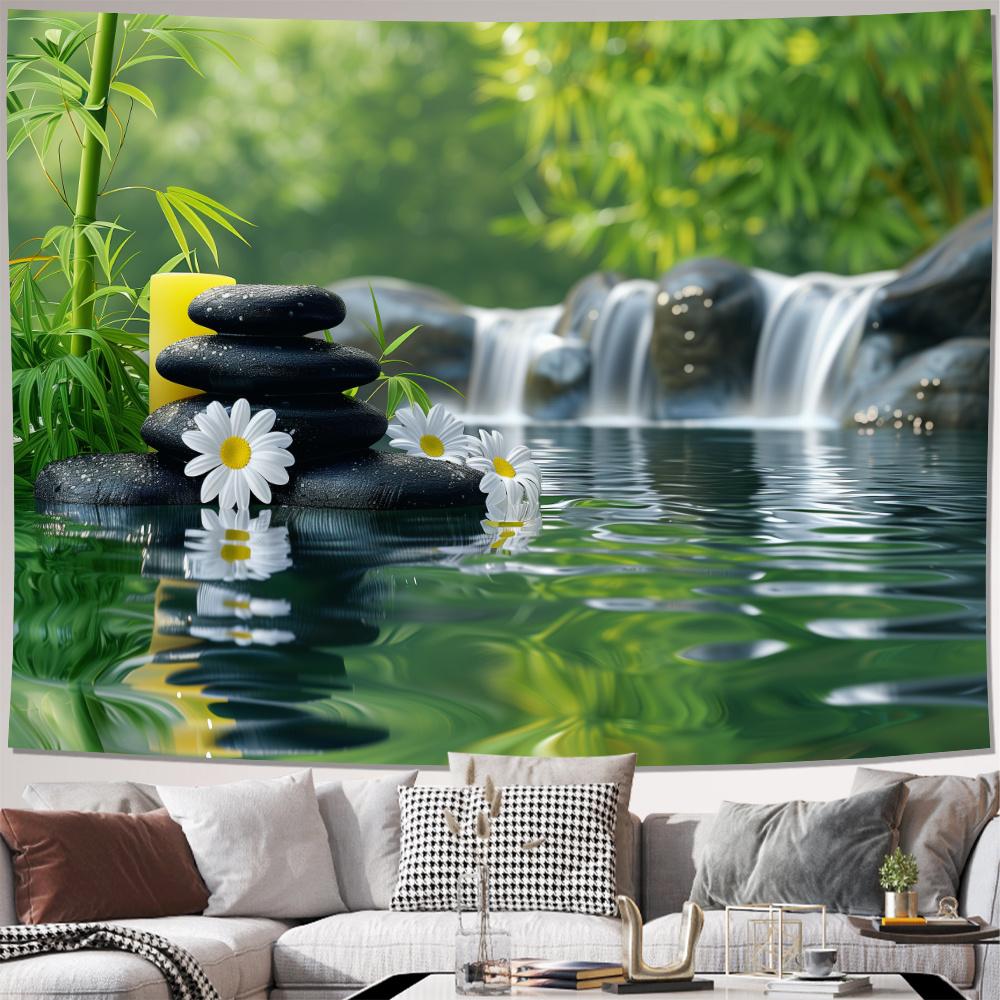 1 Stück Zen-Garten Wasserfall Dekoration Hintergrund Winter Kulisse Dekorationen Für Fotostudio Fotokabine Weihnachten Party