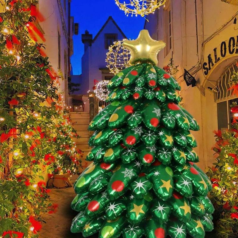 Large Vertical 3D Christmas Tree Decoration DIY Inflatable Splicing Balloons Christmas Tree Home New Year Christmas Decoration.