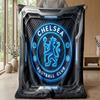 Chelsea FC Theme Blanket Soft Flannel Blanket Plush Throw Blanket Cozy Sofa Bed Blanket for Home Decor