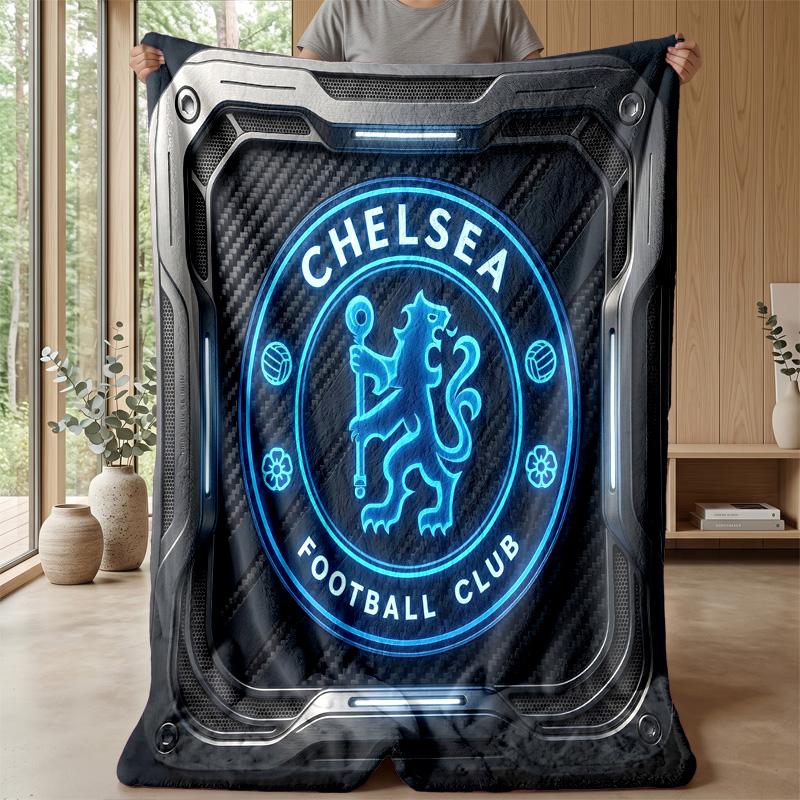 Chelsea FC Theme Blanket Soft Flannel Blanket Plush Throw Blanket Cozy Sofa Bed Blanket for Home Decor