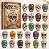 Skull Flower Advent Day of The Dead Calendar, 24-Day Acrylic Ornament Set with Gothic Holiday Countdown Gift And Marigold Designs, Halloween