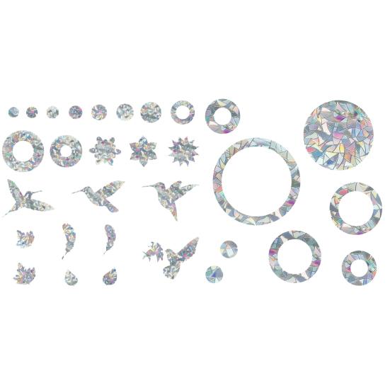 2 listy obtisky na okna Lesklý ozdobný kolibřík/list/peří tvar Univerzální sluneční lapač Statické sklo