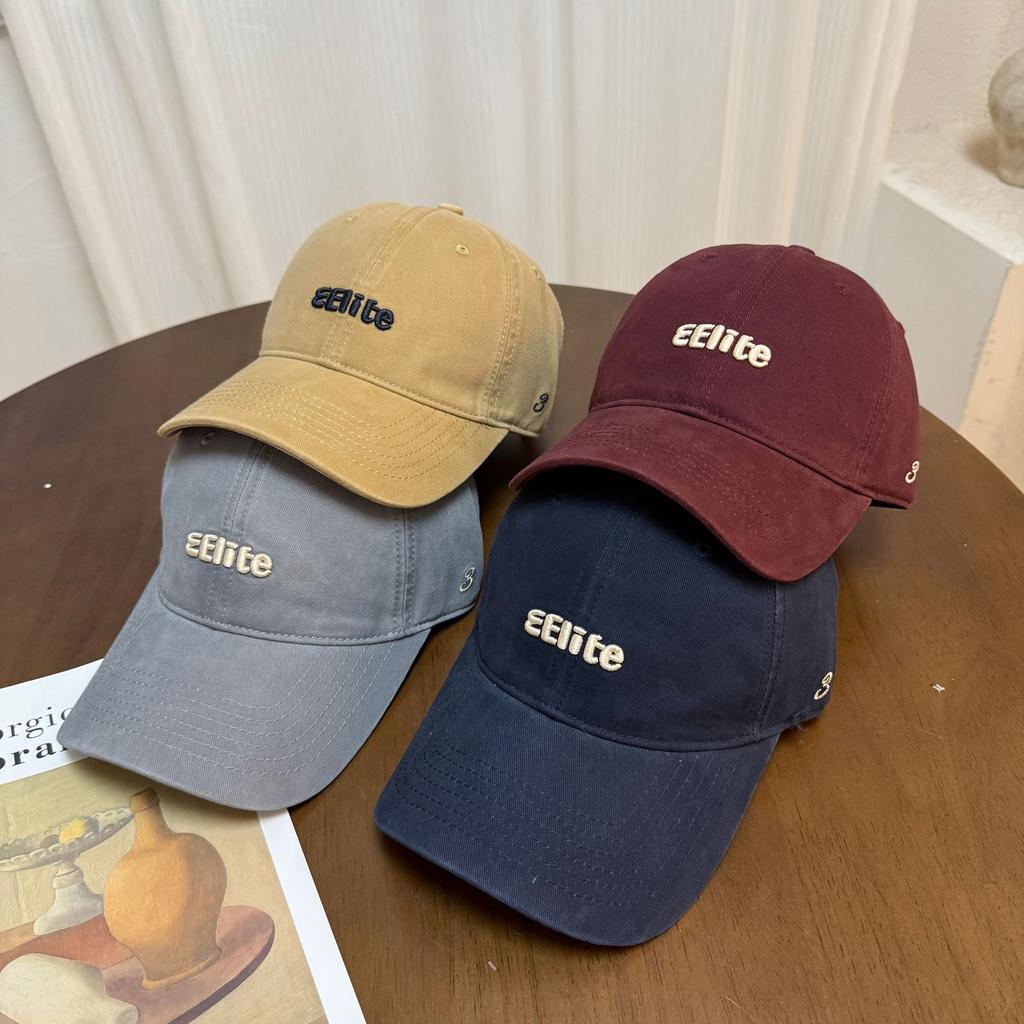 Fashion Hat Korean version of fashion washed baseball cap women's spring and summer three-dimensional letter embroidered peaked cap versatile trendy b
