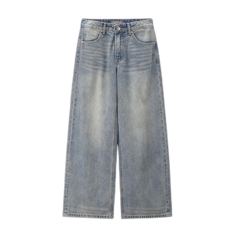 Giordano Women s Whiskered Washed Retro Wide-Leg Jeans 27