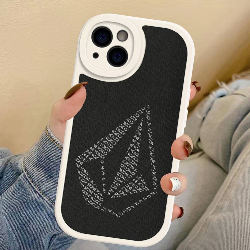 V-Volcom LOGO Fashion For IPhone 16 15 14 13 12 11 Pro Max Plus Leather Phone Cover