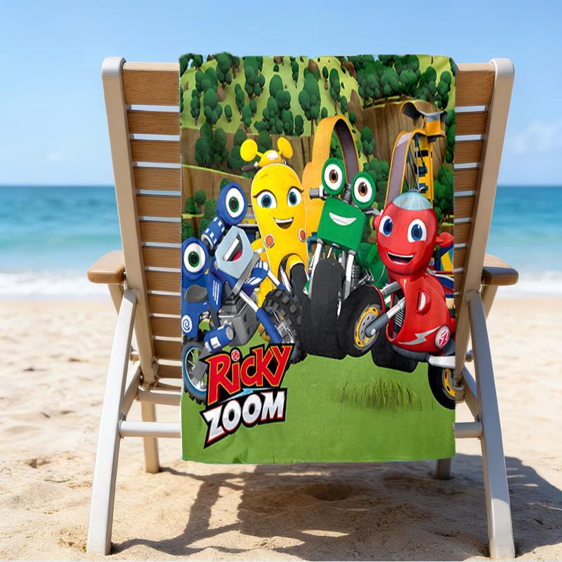 proof beach towel with a Ricky Zoom pattern - soft,absorbent,quick-drying,machine washable - perfect for swimming,camping,bathing