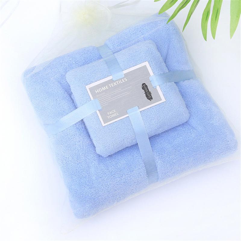 Thickened Coral Velvet Facial Towel +bath Towel Set Soft Absorbent Comfortable Gift Household Textiles Bathroom Supplies