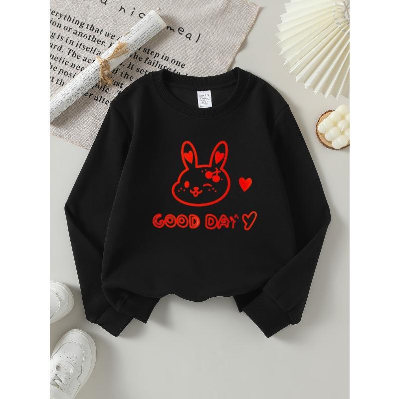 Kids Sweatshirt,Adorable Bunny Good Day Heart Design,Crew Neck Trendy Sweatshirt, Autumn And Winter Top