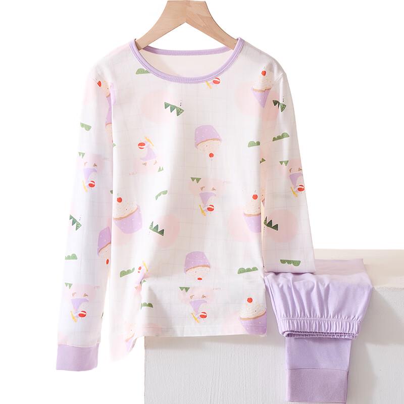 Girls' Pure Cotton Thermal Pajama Set