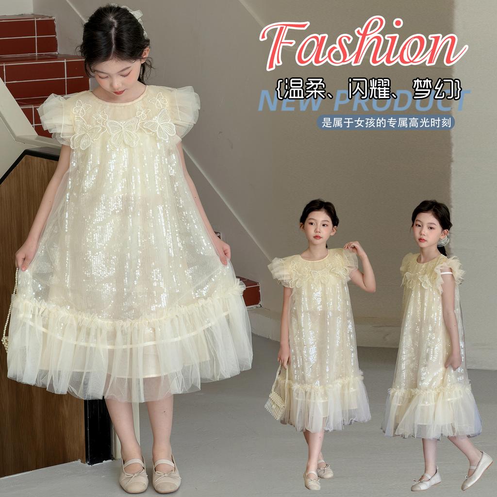 Girls' Summer 2026 New Style Children's Stylish Korean Edition Mesh Princess Dress Girls' Summer Dress
