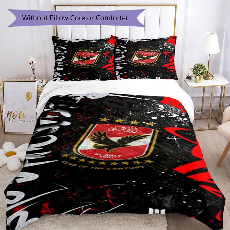 Ahly Football Club Printed Pattern Duvet Cover Set – Includes 1 Duvet Cover and 2 Matching Pillowcases Bedroom Decor Christmas Gifts