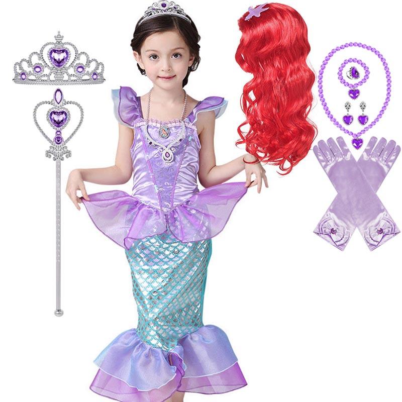 Ariel Prinses Kostuums Cosplay Jurk voor Kinderen Meisjes Zeemeermin Jurk Meisjes Zomer Casual Halloween Verjaardagsfeest Verkleden