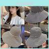 Casual Summer Folding Striped Sun Hat For Women With Uv Protection And Stylish Design