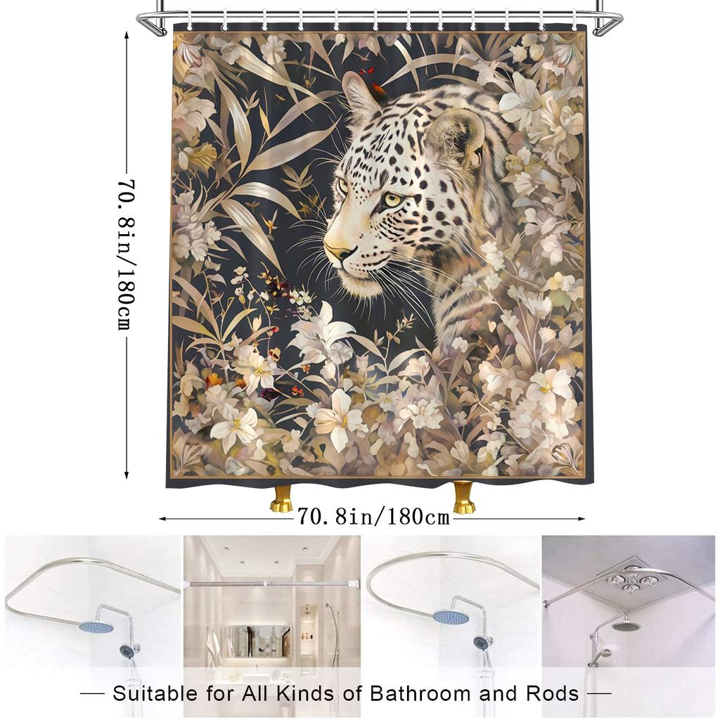 Camouflage leopard print shower curtain - Hidden predators in wild animals hanging on the living room wall, bedroom decoration