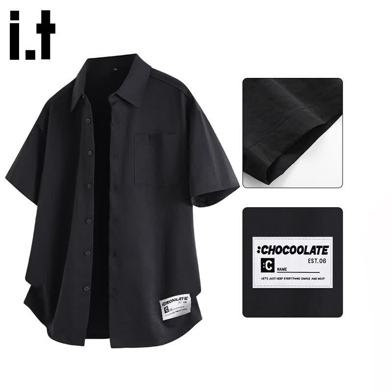

CHOCOOLATEit Men s Cooling Ice Silk Short Sleeve Lapel Shirt 4XL