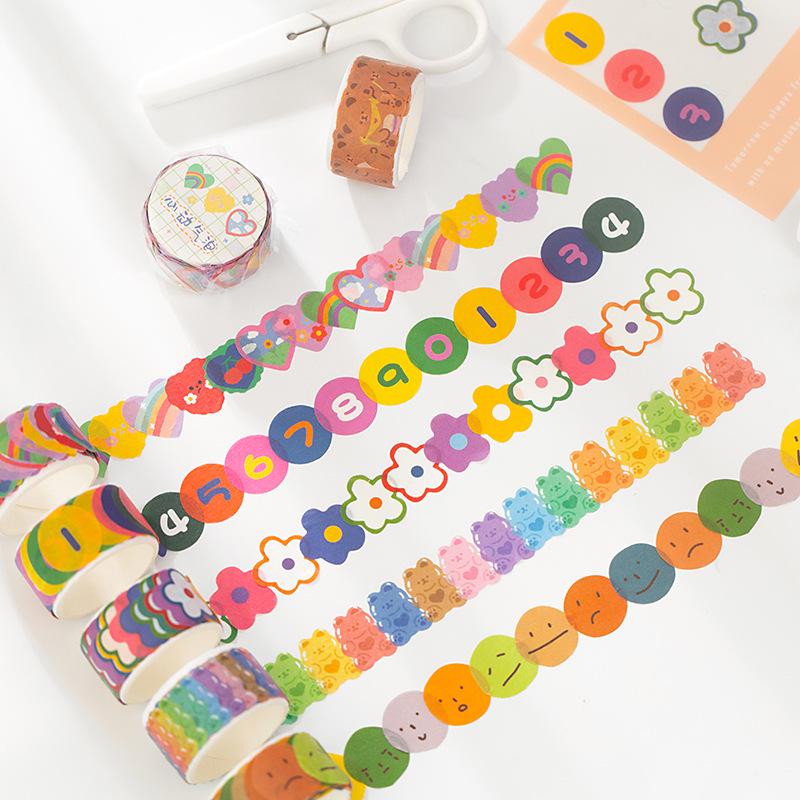 

Wen Shu Chirp Series Washi Tape: 100 Hand-Drawn Cartoon Stickers in 8 Styles for Bullet Journals Cherry Liquor