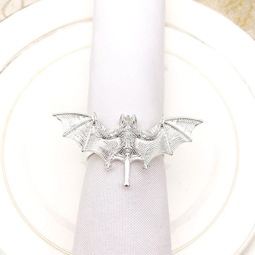 4Pcs Bat Napkin Rings Premium Alloy Spooky Dinner Decorative Tableware for Halloween Party Guest Dining Experience