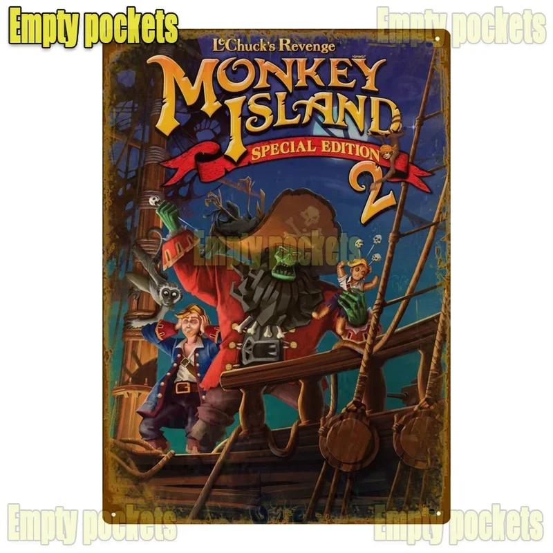 Klasická hra The Secret Of Monkey Island Kovové cedule Dekorace do garáže Domácí kino Design kuchyně Plechový znak Plakáty dárek pro děti