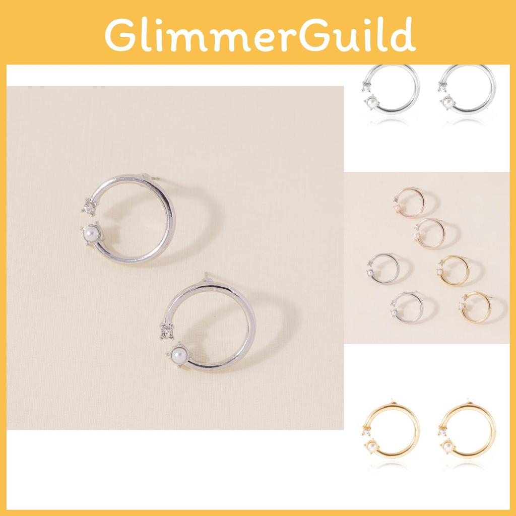 Perłowe Okrągłe Klasyczne Kolczyki Sztyfty Stop Materiał Biżuteria Modna