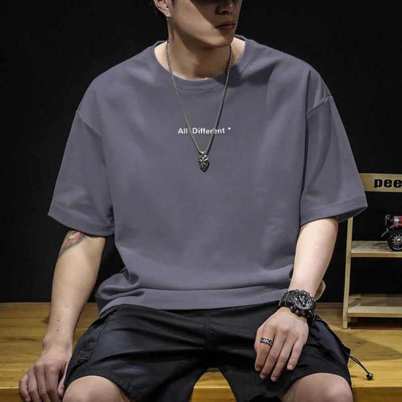 Minimalistická sportovní trička s potiskem, pánské bavlněné letní topy s krátkým rukávem