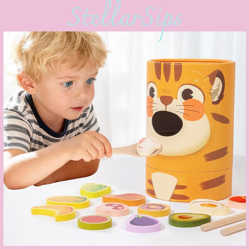 Wooden Feeding Game For Kids With Cognitive Development And Fine Motor Skills Practice For Preschool Learning