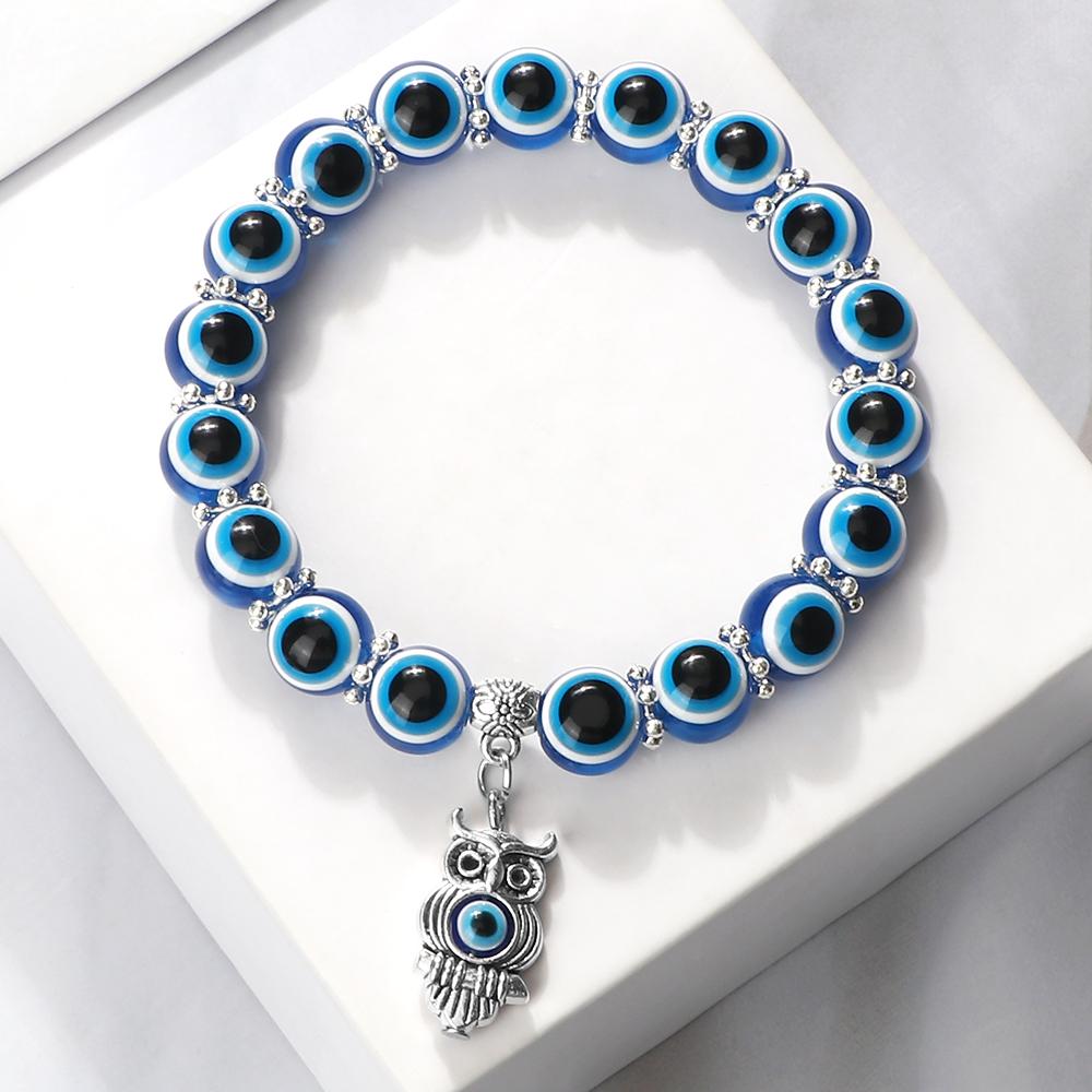 Bohemian evil eye bracelet, for men and women, negative energy beaded bracelet, elastic cord bracelet, handmade lucky jewelry