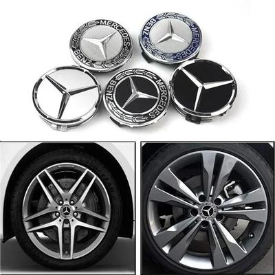 För Mercedes Benz 4 stycken/set 75 mm För Mercedes Benz AMG W203 W206 W220 W205 W211 W212 Bilfälgscenterkåpor Benz Emblem Ti