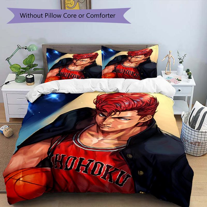 3pcs Duvet Cover Set (1*Duvet Cover + 2*Pillowcase, Without Core), SLAM DUNK Print Bedding Set, Bedroom Decor, All‑Season, Birthday Gift
