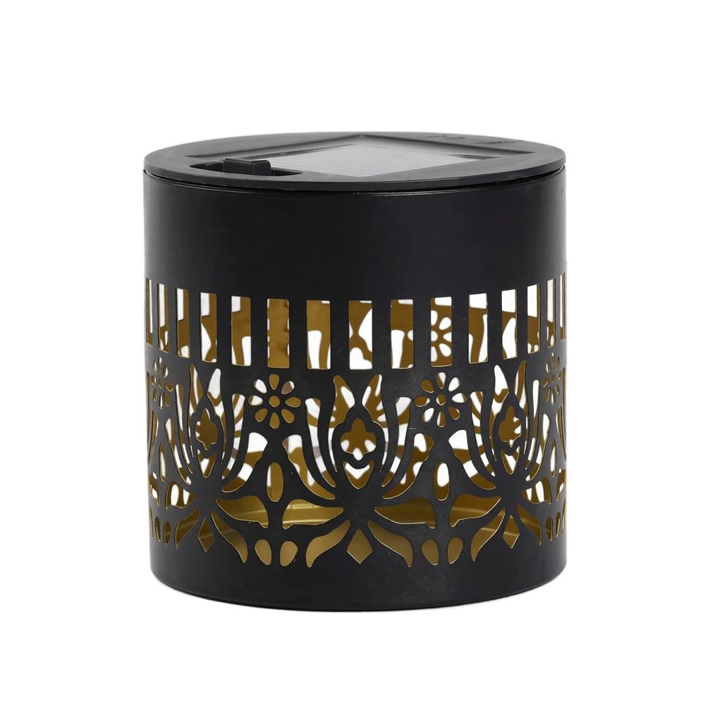 Solar Hollow Cylinder Outdoor Garden Projection Light Solar Powered Peony Pattern Decorative Lantern for Patio Pathway Yard