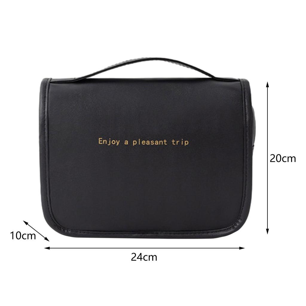 Toiletry Bag Hanging Travel Makeup Fashion Waterproof with Hook Large Capacity PU Leather