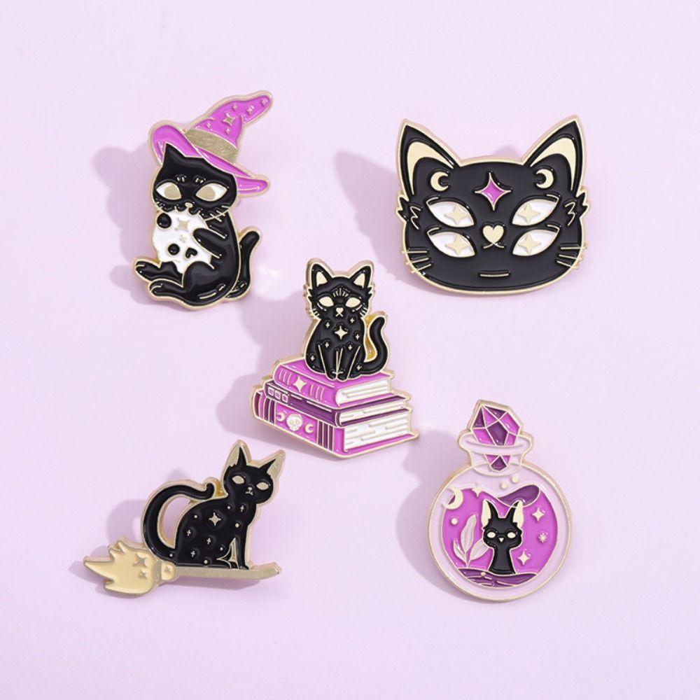 

Magic Potion Magic Cat Brooch Purple Kitty Badge Exquisite Witch Cats Pin Halloween