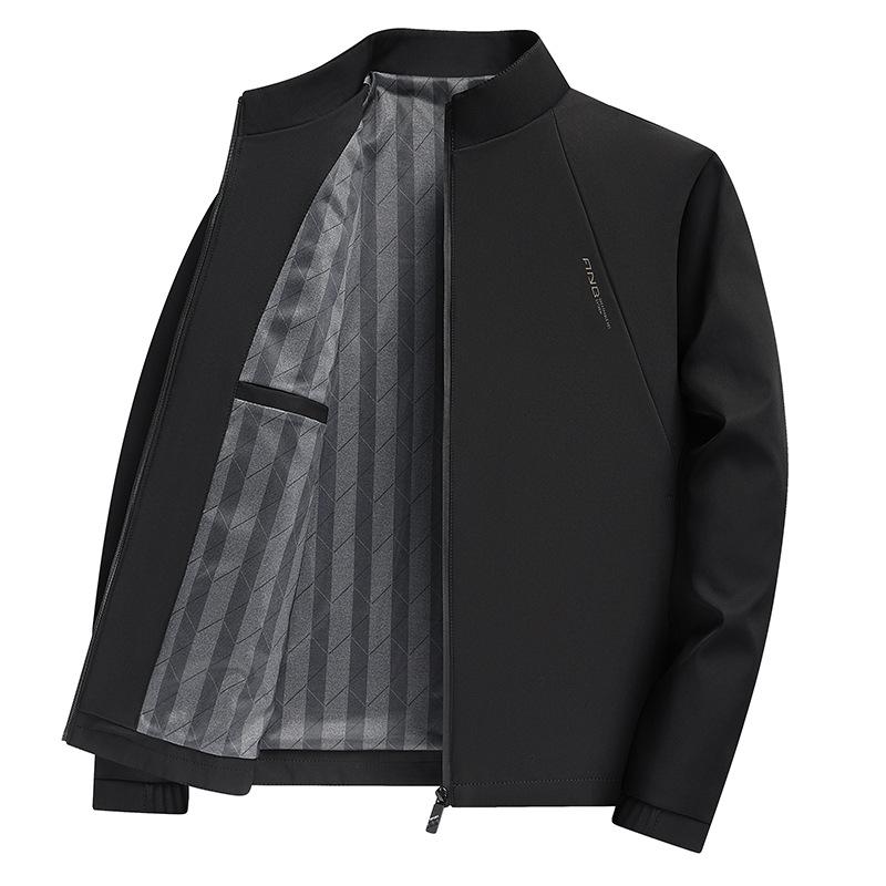 2026 Men's Business Casual Stand-up Collar Jacket - Dad Style for Spring, Summer, and Autumn