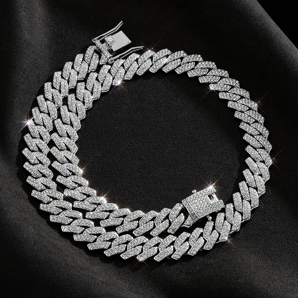 Mode Hip Hop Quadratisch 14MM Cuban Link Halskette Herren Goldfarbe Damen Strass Iced Out Cubanische Kette Punk Schmuck Halsketten Geschenk