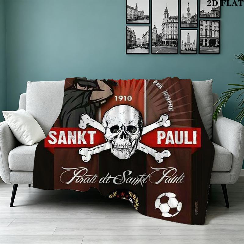 FC San Pauli Logo Print Flannel Blanket High Quality Warm Comfortable Cover for All Seasons Perfect for Gifts Home Decor