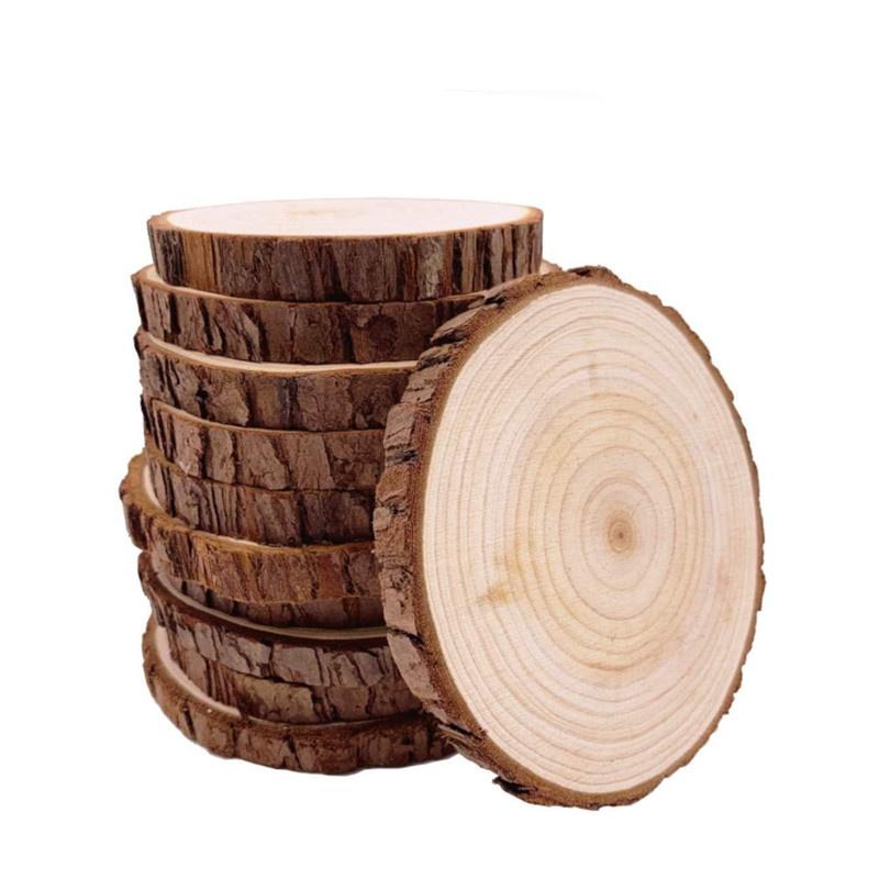 Unfinished Wood Slices Discs Cutouts with Tree Bark for Art Paint DIY Craft Coaster Christmas Hanging Ornament Wedding Decor