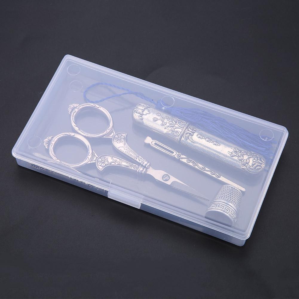 5pcs Vintage Sewing Scissors Threader Kit with Thimble Antique Embroidery Tool Set